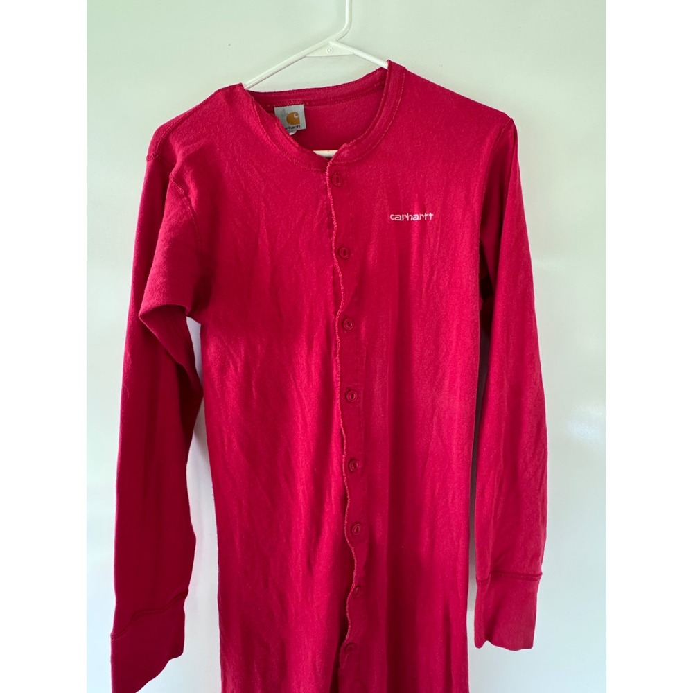 Vintage Carhartt Red Union Suit Thermal One Piece Long John K12 Mens Large - Picture 2 of 10